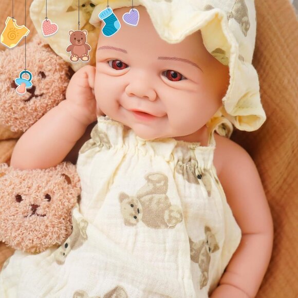 16.9in Full Silicone Reborn lvory White Baby Girl Dolls Lifelike 8.61LB Weight - Picture 2 of 6